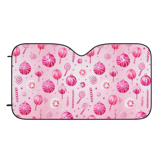 Pink Candy Pattern Car Sun Shade – Cute Front Windshield Protector