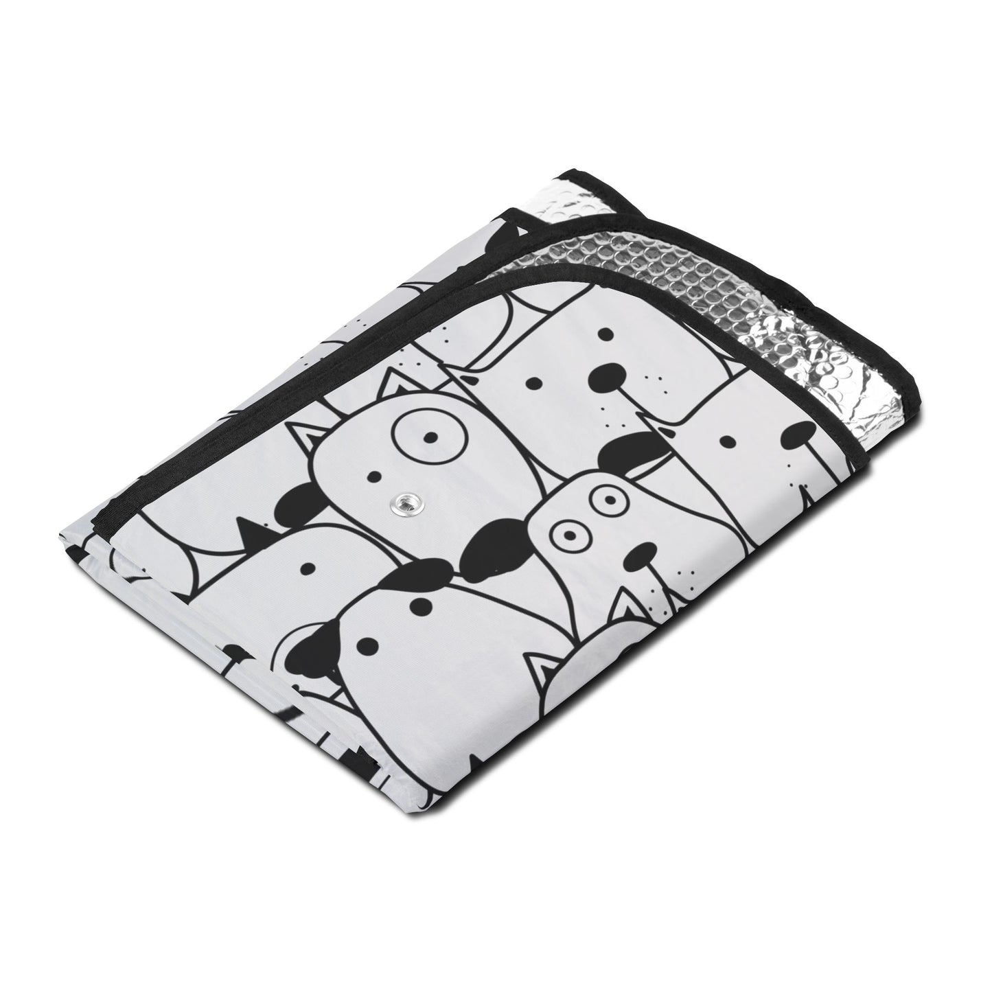 Cartoon Bear Pattern Car Sunshade — Cute Black & White Front Windshield Shade