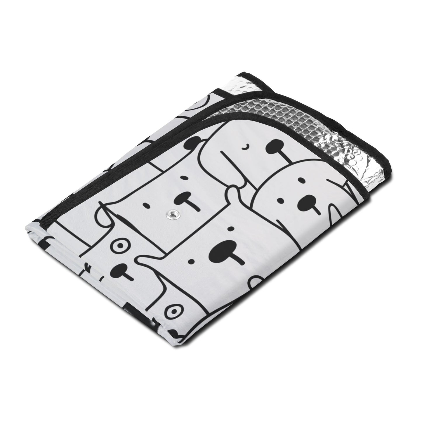 Dog Pattern Car Sun Shade — Cute Cartoon Pup Windshield Sunshade