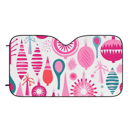 Festive Pink Ornaments Car Sun Shade