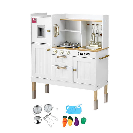 Keezi Kids Kitchen Play Set Wooden Pretend Toys Cooking Children Storage Golden