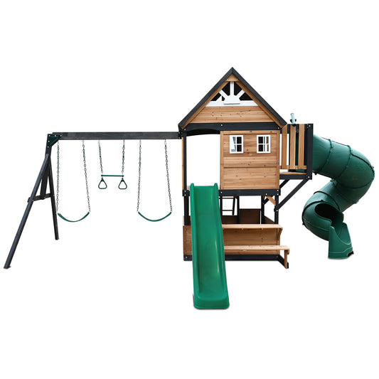 Lifespan Kids Claremont Swing Set & Play Centre with 2.2m Slide (Green)