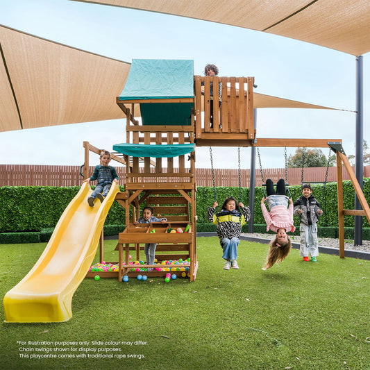 Lifespan Kids Walton Swing Set, Monkey Bars & Play Centre with 2.2m Slide (White)