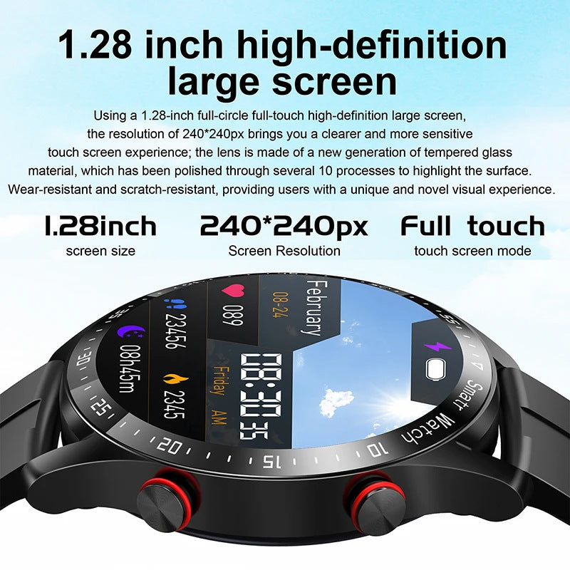 Black Silicone Business Smartwatch with ECG and PPG Monitoring
