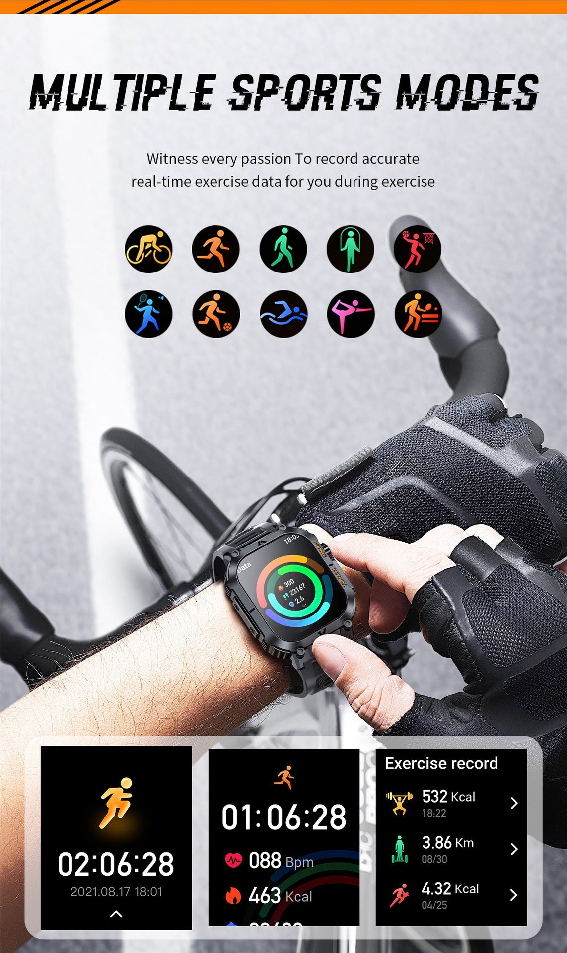 Smartwatch with Flashlight, Compass & Wireless Calling - Health & Fitness Tracker(Black case with black steel + black silicone)