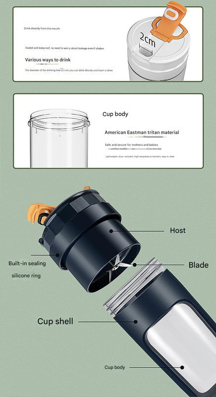 Large 600ML Portable Blender - USB-C Rechargeable Smoothie Maker with 4 Stainless Steel Blades(white)