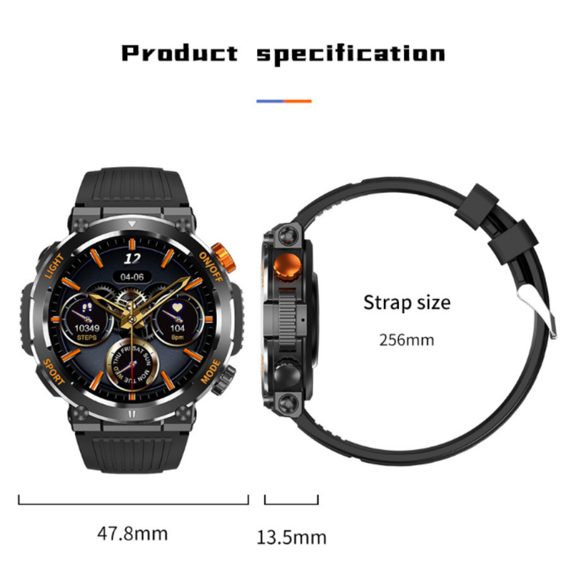 HT17 Green Outdoor Rugged Sports Smartwatch with Bluetooth Calling - 7-Day Battery, IP68 Waterproof, Multi-Health Monitor & Fitness Tracking