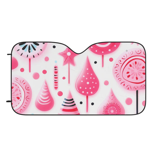 Pink Candyland Car Sun Shade – Cute Retro Lollipop Windshield Cover