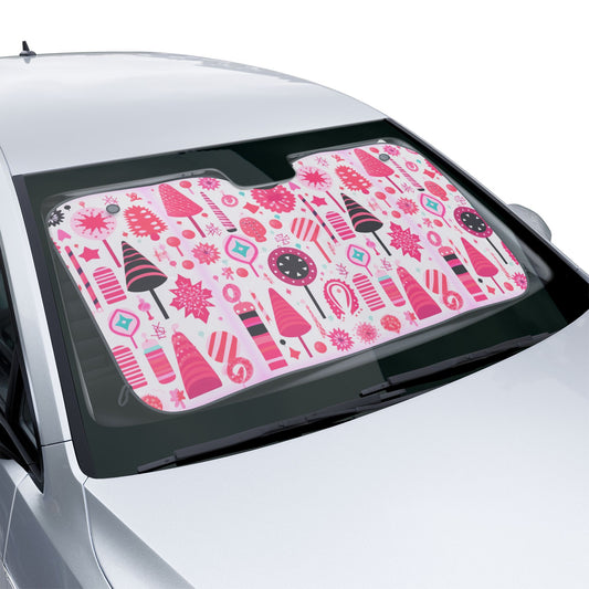 Pretty In Pink Christmas Car Sun Shades