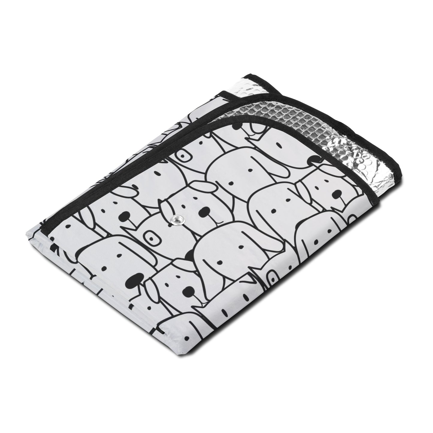 Dog Pattern Car Sun Shade — Cute Black & White Auto Windshield Protector