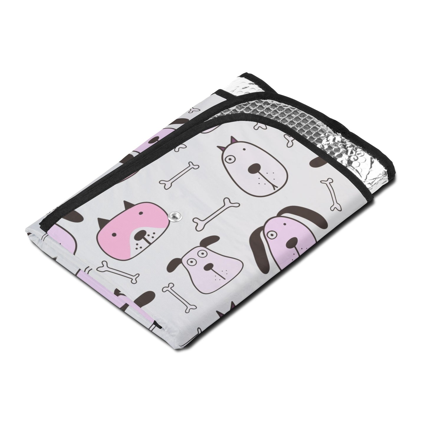 Cute Pink Dog Pattern Car Sun Shade – UV-Blocking Windshield Cover