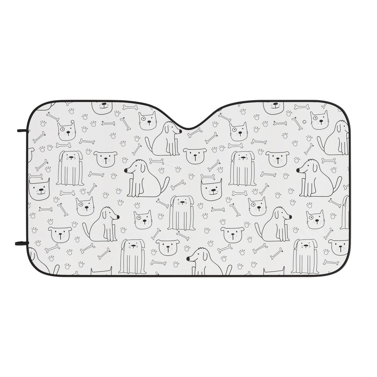 Dog Pattern Car Sunshade — Cute Paw Print Windshield Shade