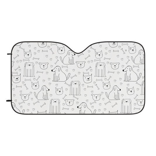 Dog Pattern Car Sunshade — Cute Paw Print Windshield Shade