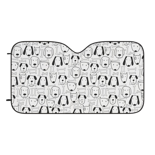 Dog Pattern Car Sun Shade — Cute Paw Print Windshield Shade for UV Heat Protection