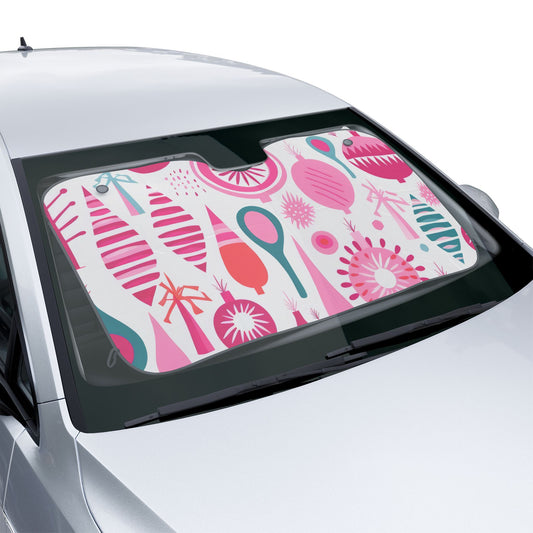 Festive Pink Ornaments Car Sun Shade
