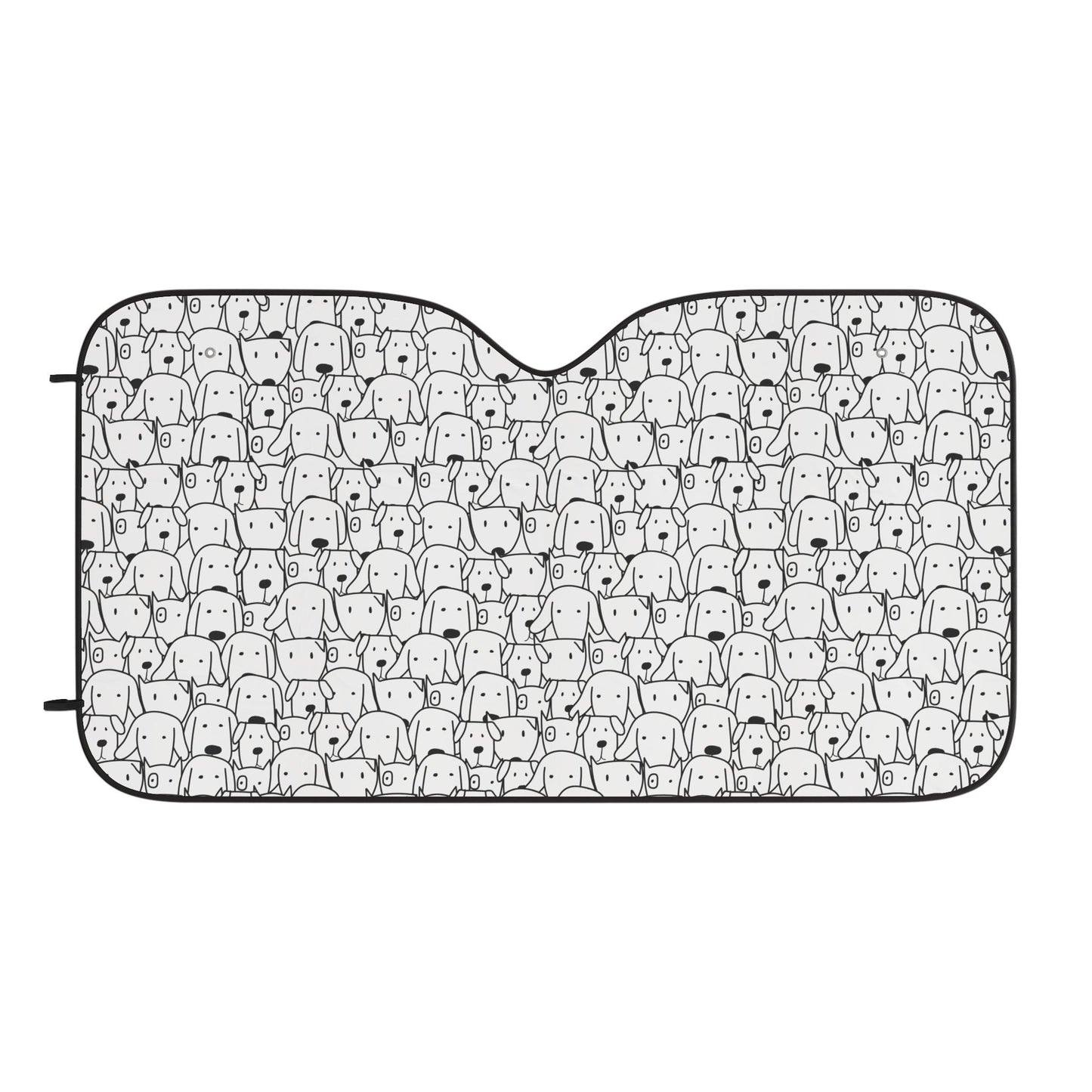 Dog Pattern Car Sun Shade — Cute Black & White Auto Windshield Protector
