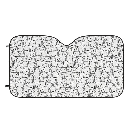 Dog Pattern Car Sun Shade — Cute Black & White Auto Windshield Protector
