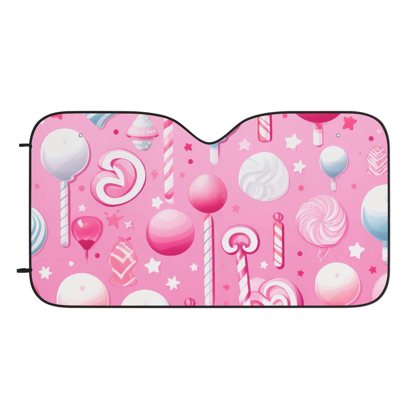 Candy Pink Car Sunshade – Cute Lollipop Heat Shield for Windshield