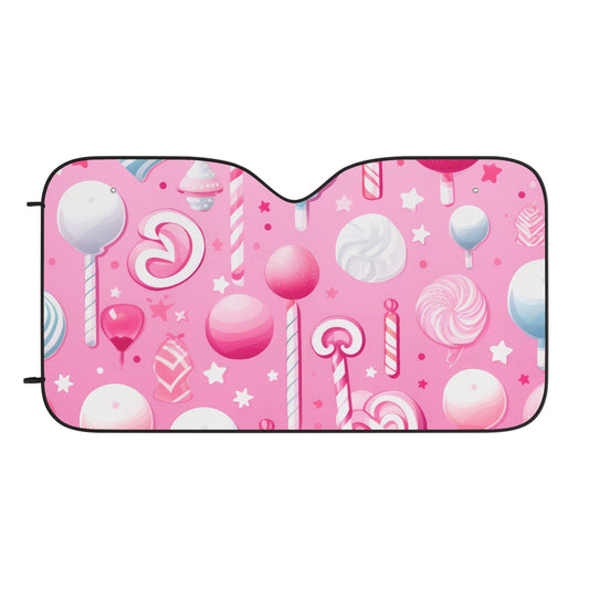 Candy Pink Car Sunshade – Cute Lollipop Heat Shield for Windshield