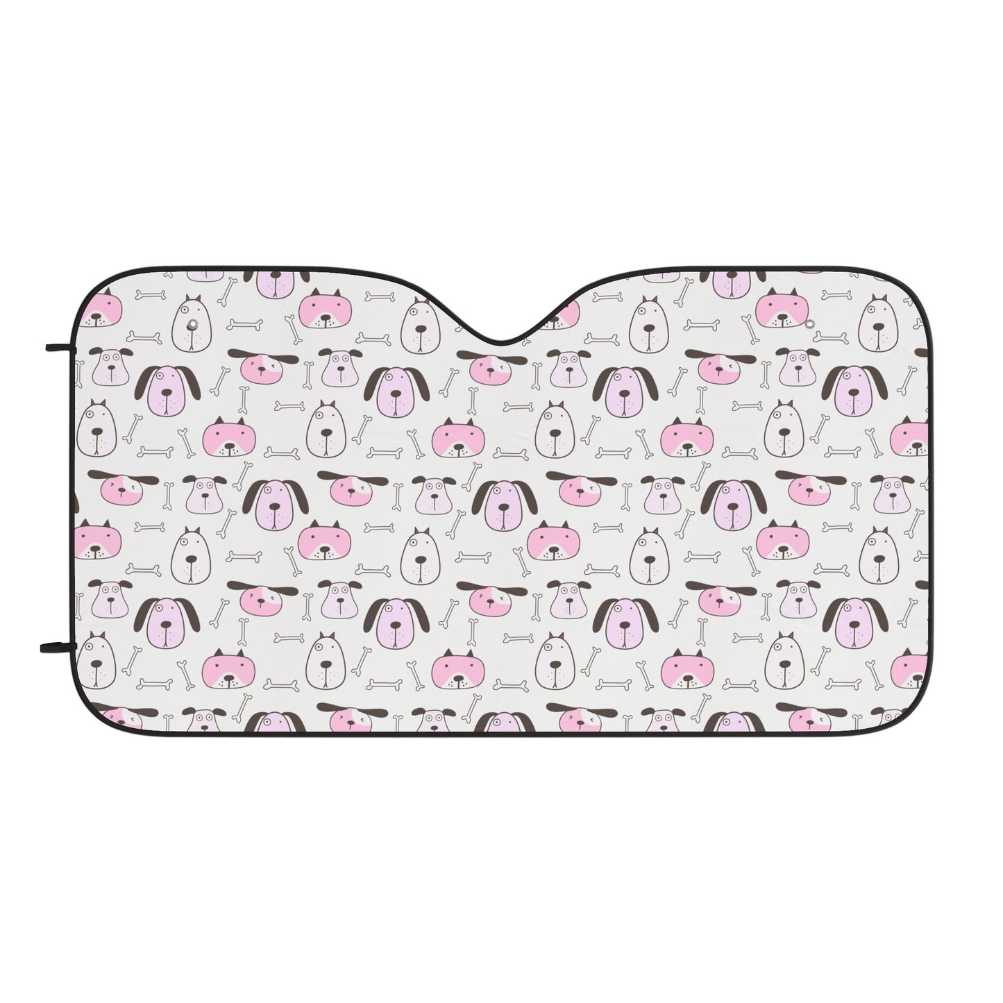 Cute Pink Dog Pattern Car Sun Shade – UV-Blocking Windshield Cover