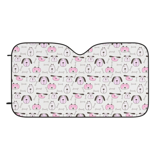 Cute Pink Dog Pattern Car Sun Shade – UV-Blocking Windshield Cover