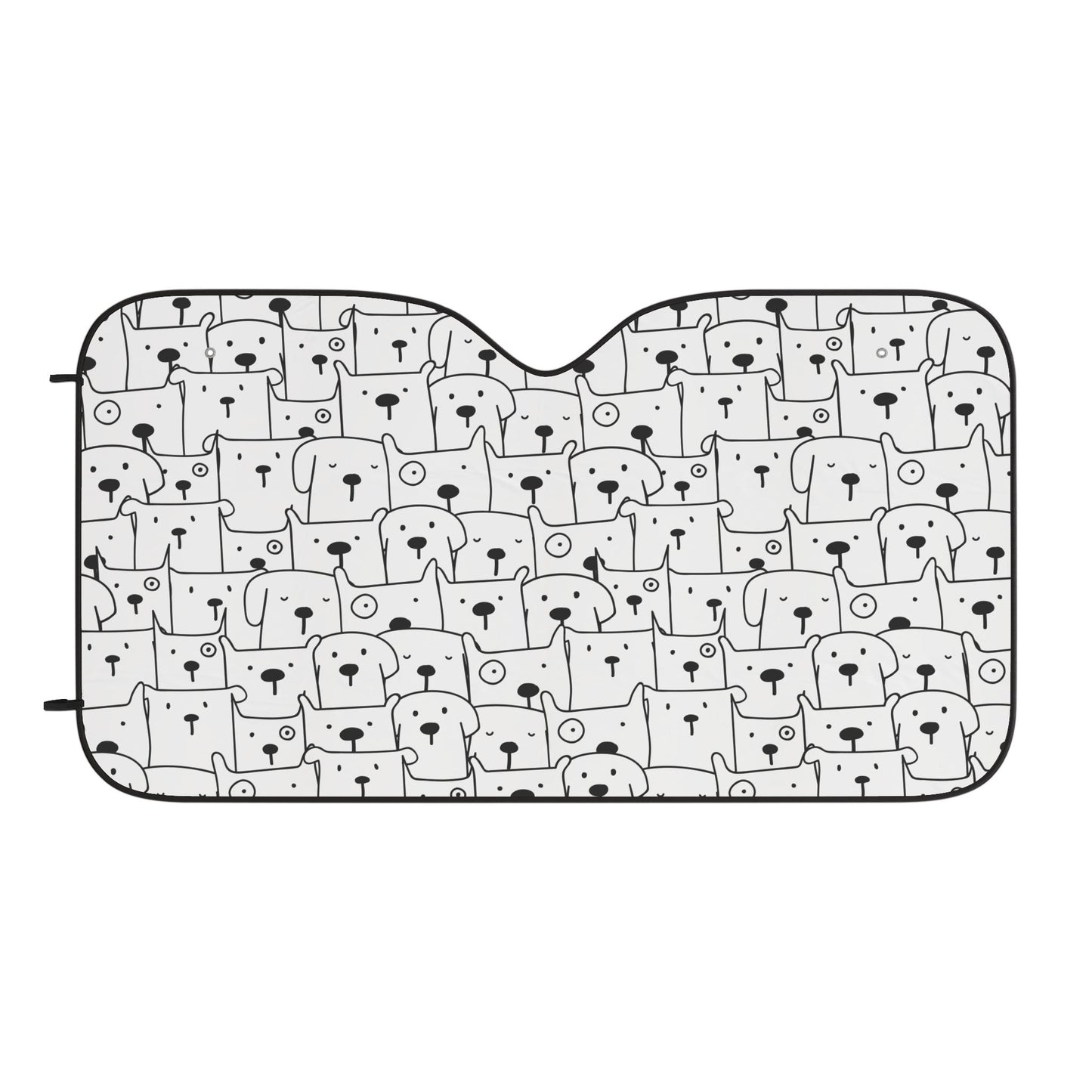 Dog Pattern Car Sun Shade — Cute Cartoon Pup Windshield Sunshade