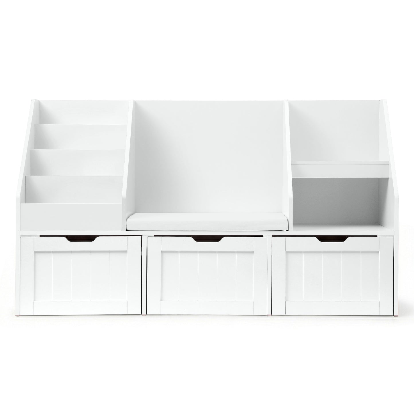 Keezi Kids Bookshelf Storage Organiser Toy Box Drawer Bench Seat Cabinet White