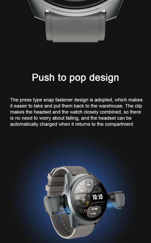 2-in-1 Smartwatch /Earphones & Charging Dock | 4GB MP3, Health Tracker | Titanium Grey | World’s First Patented