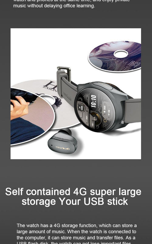 2-in-1 Smartwatch /Earphones & Charging Dock | 4GB MP3, Health Tracker | Titanium Grey | World’s First Patented