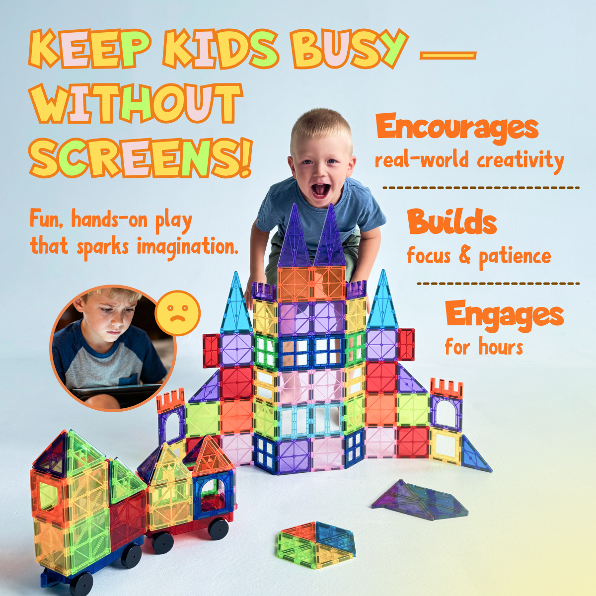 Hundred And Two Pieces Magnetic Tiles Building Set