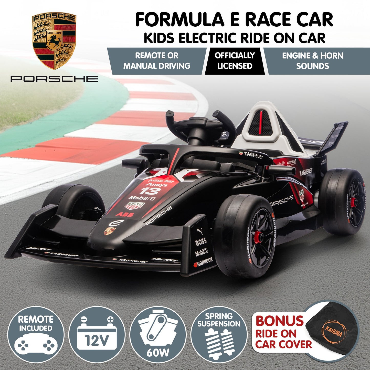 Kahuna Porsche Formula E Kids Electric Ride-on Car With Remote Control