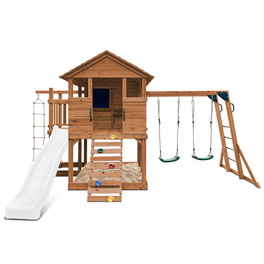 Lifespan Kids Kingston Cubby House with 2.2m Slide (White)