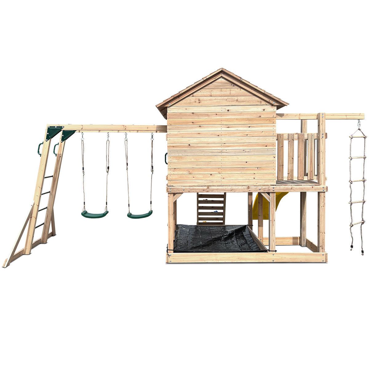 Lifespan Kids Kingston Cubby House Swing Set with 2.2m Yellow Slide