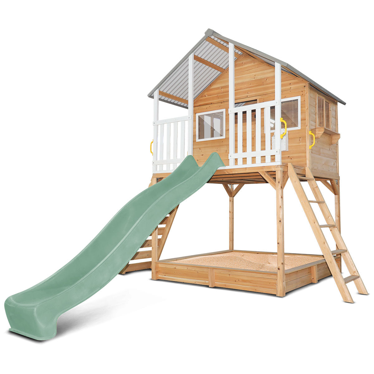 Lifespan Kids Winchester Cubby House (Elevated 1.2m) with 2.2m Slide (Pastel Green)