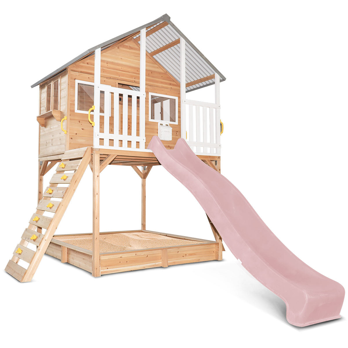 Lifespan Kids Winchester Cubby House (Elevated 1.2m) with 2.2m Slide (Pastel Pink)