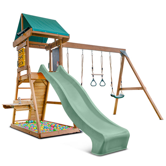 Lifespan Kids Birmingham Swing Set & Play Centre with 2.2m Slide (Pastel Green)