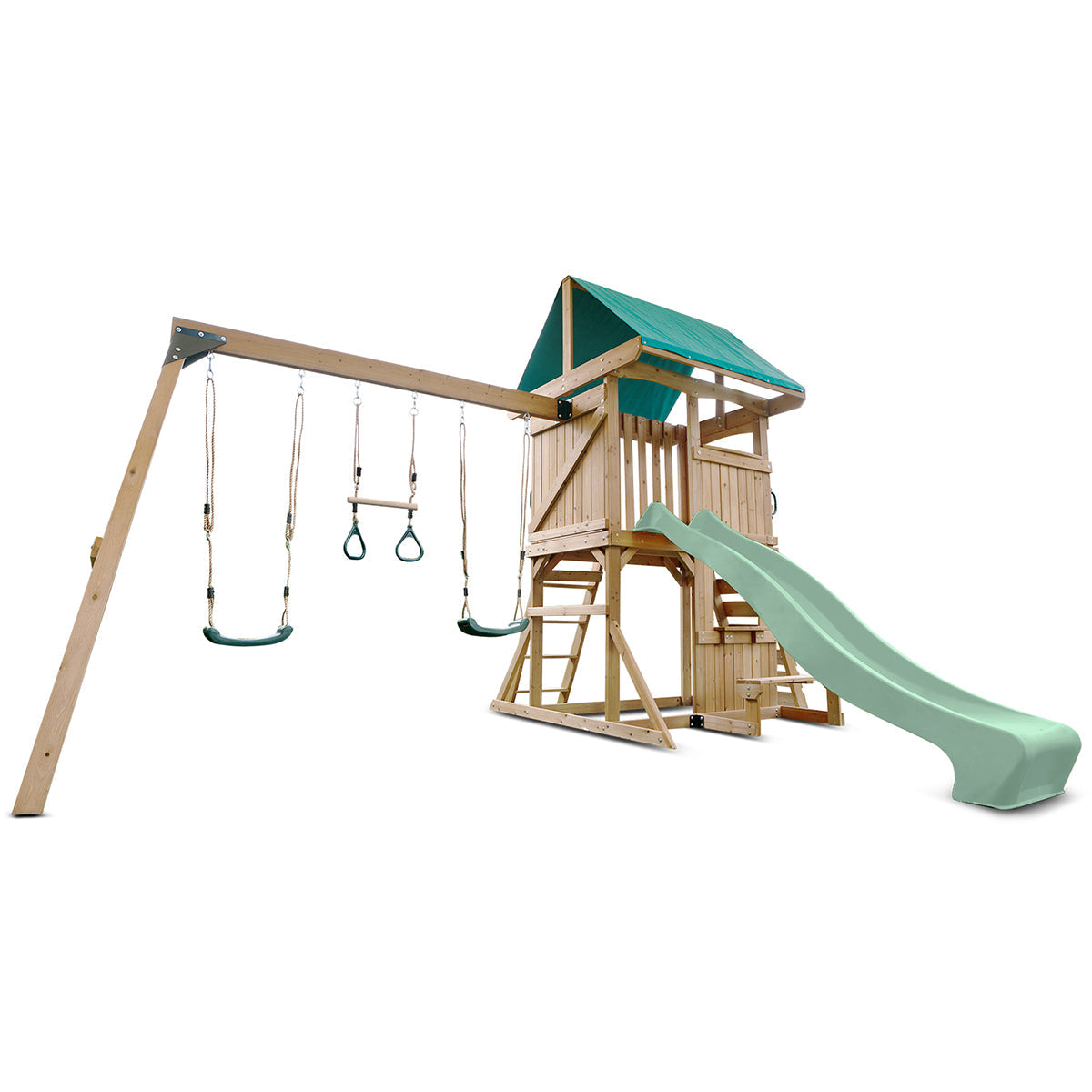Lifespan Kids Carindale Swing Set & Play Centre with 2.2m Slide (Pastel Green)