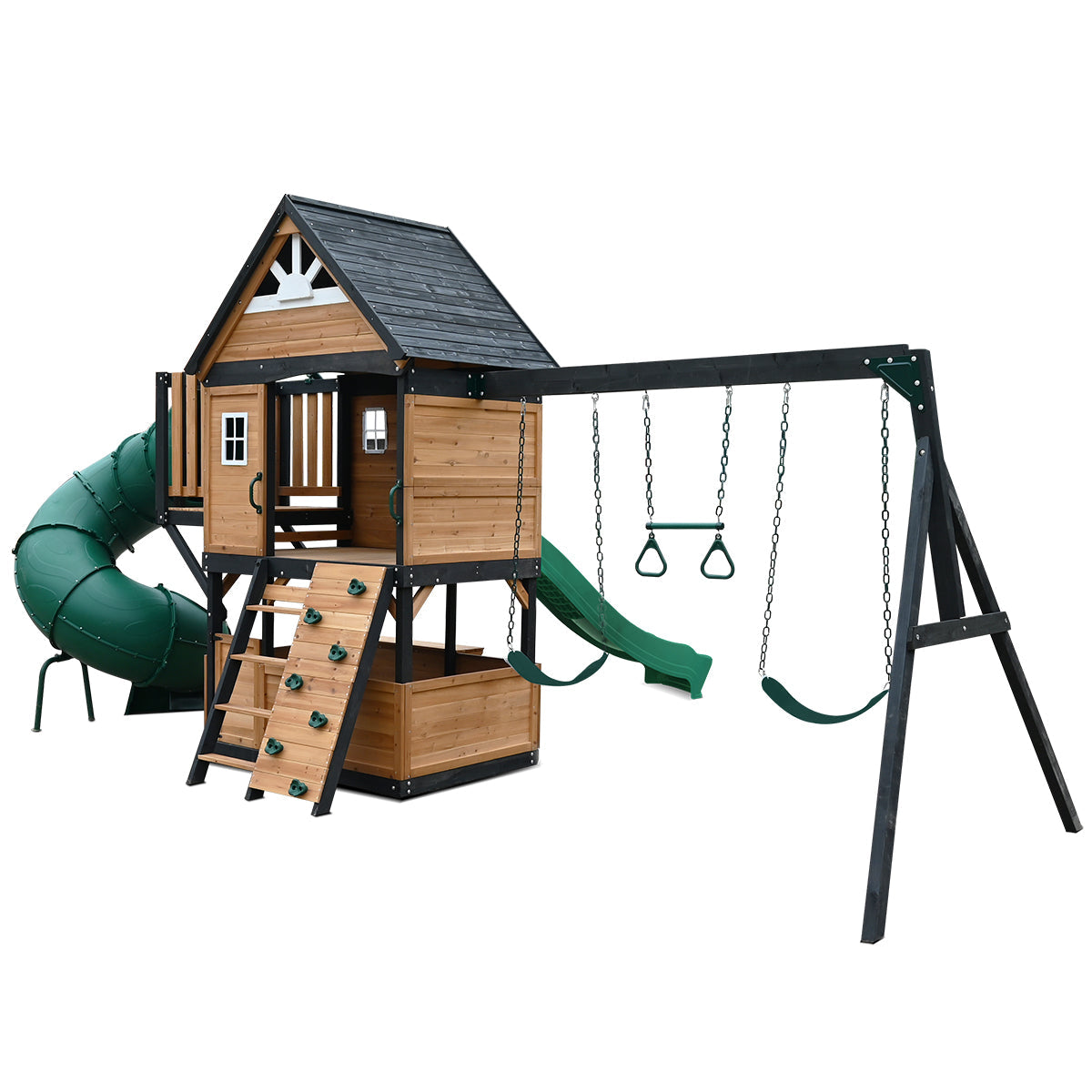 Lifespan Kids Claremont Swing Set & Play Centre with 2.2m Slide (Green)