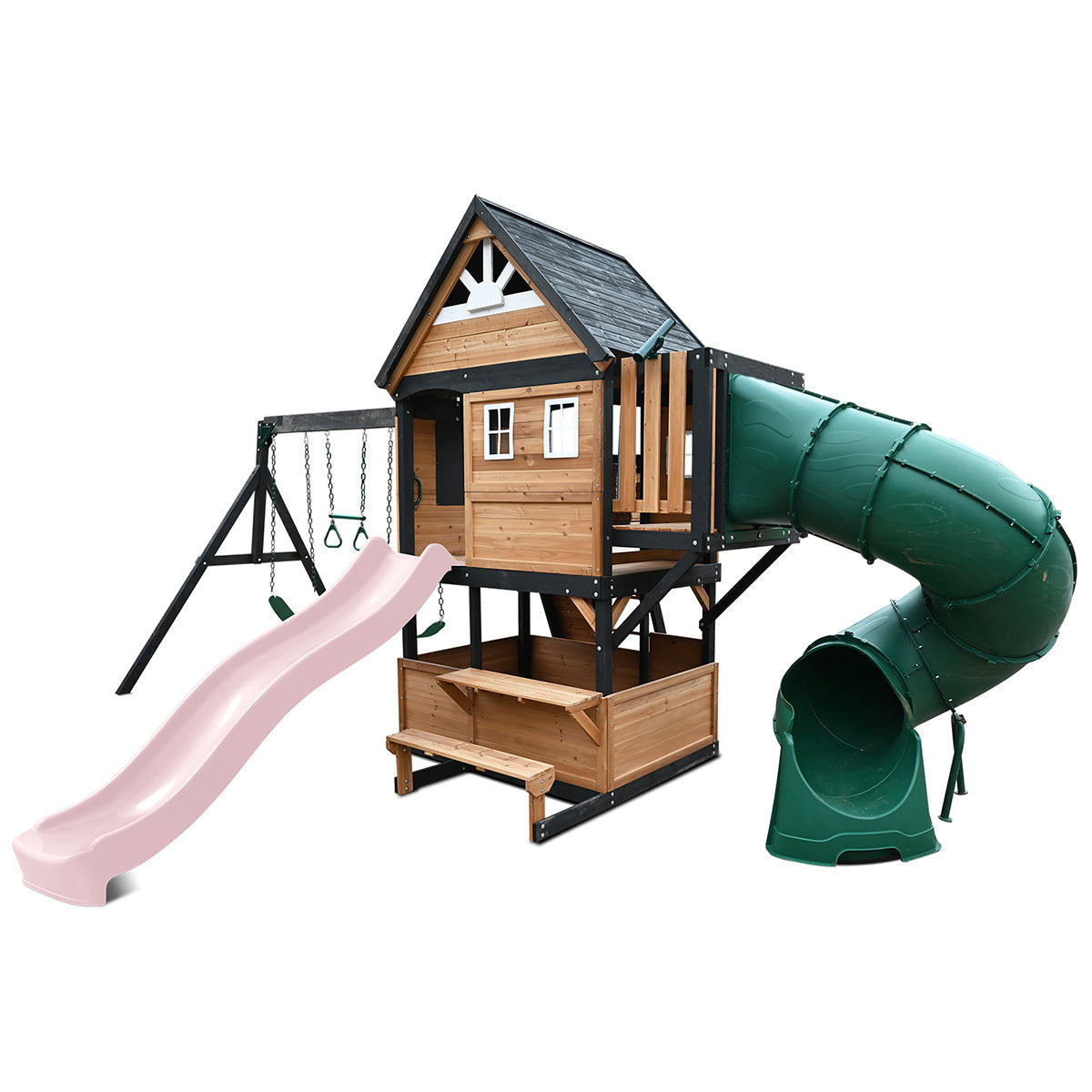 Lifespan Kids Claremont Swing Set & Play Centre with 2.2m Slide (Pastel Pink)