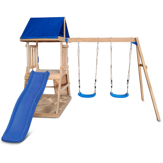 Lifespan Kids Hazelbrook Swing Set & Playground with 1.8m Slide (Blue)