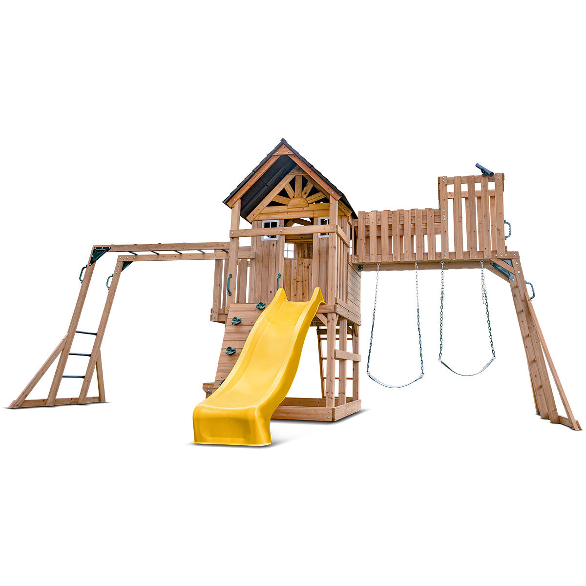 Lifespan Kids Kensington Swing Set, Monkey Bars & Play Centre with 2.2m Slide (Yellow)