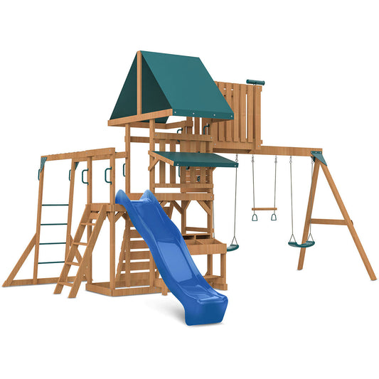 Lifespan Kids Walton Swing Set, Monkey Bars & Play Centre with 2.2m Slide (Blue)