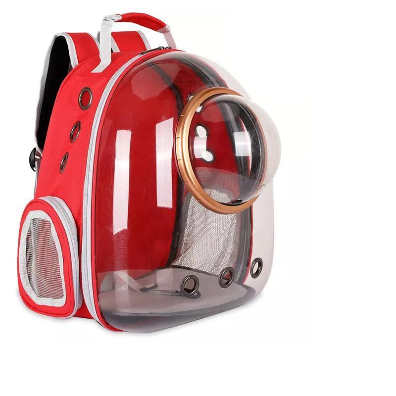 Travel Space Capsule Dog Cat Bag Breathable Outdoor Pet Backpack Carrier - Red