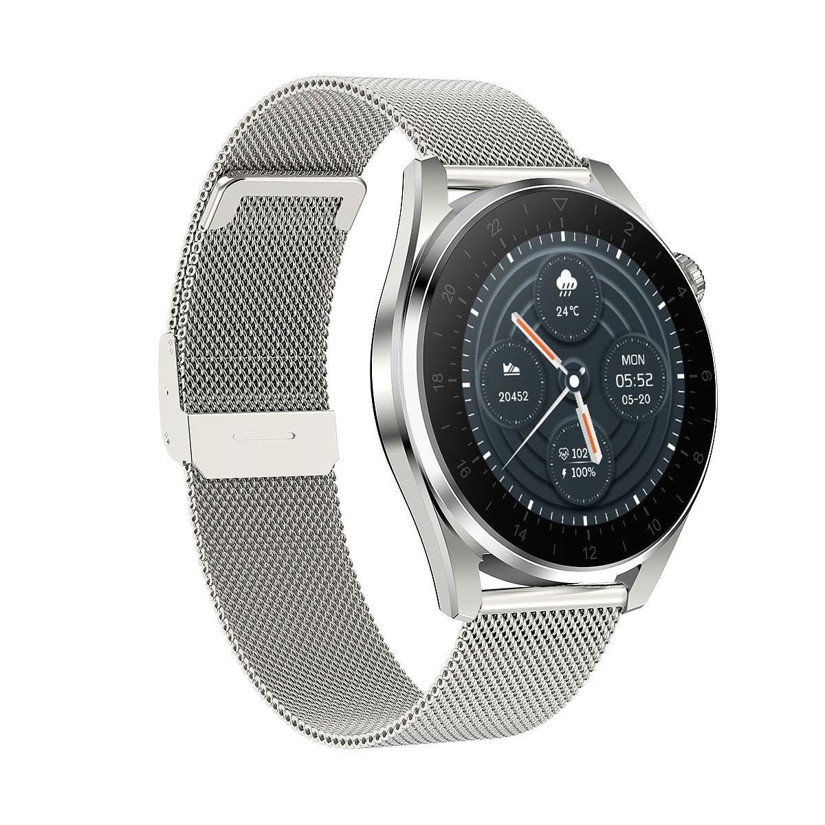 Waterproof Steel Smartwatch With Colour Screen - Ip68 - Silver