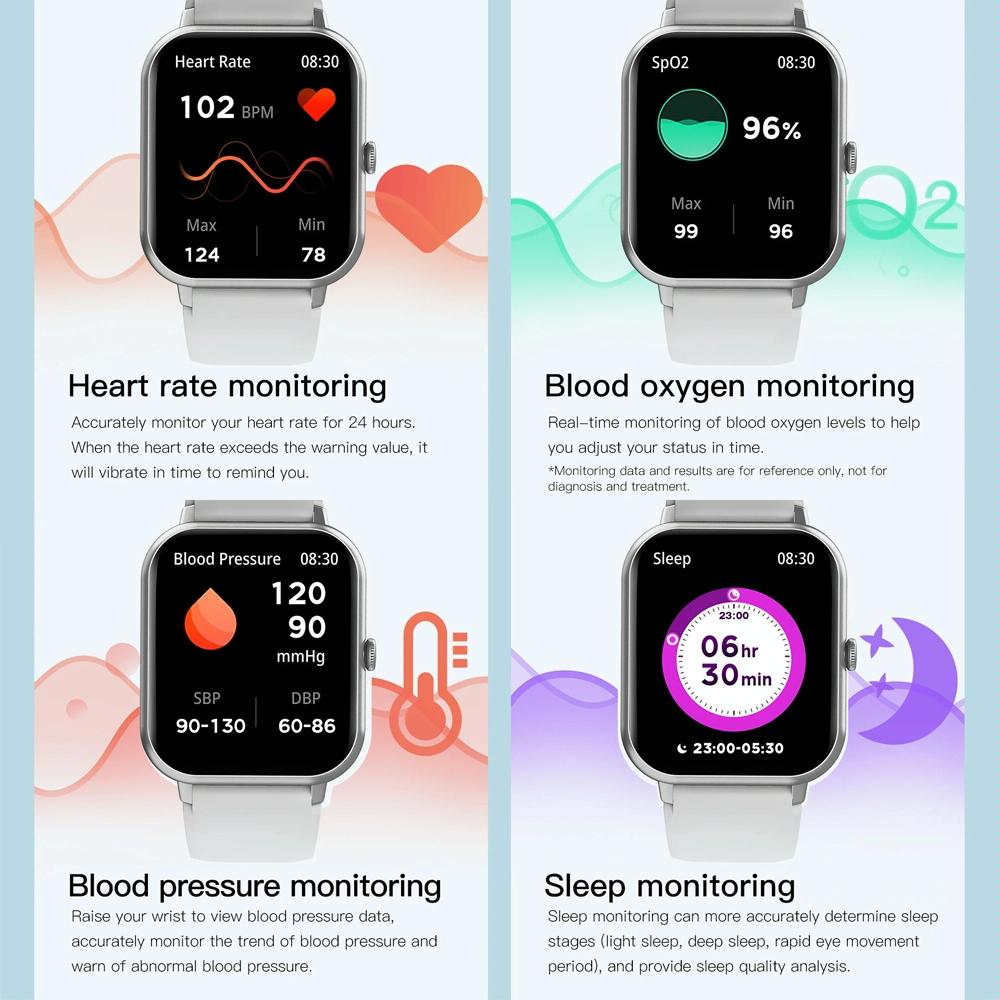 1.83 Inch Touch Screen Ai Voice Heart Rate / Blood Oxygen / Blood Pressure / Sleep Monitoring Bluetooth Smartwatch - Pink