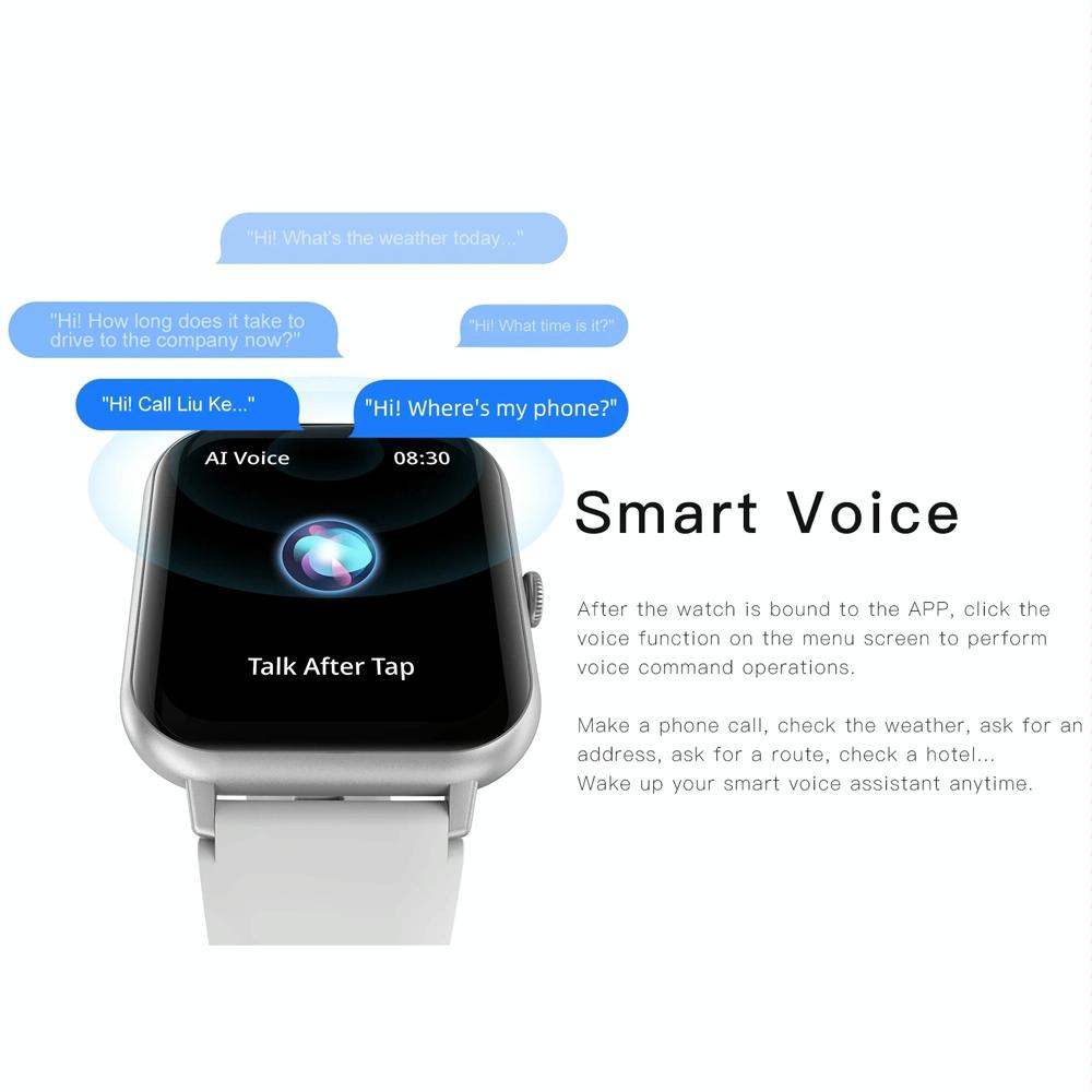1.83 Inch Touch Screen Ai Voice Heart Rate / Blood Oxygen / Blood Pressure / Sleep Monitoring Bluetooth Smartwatch - Khaki
