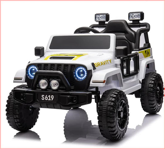 12V Kids Electric Ride On Jeep – White