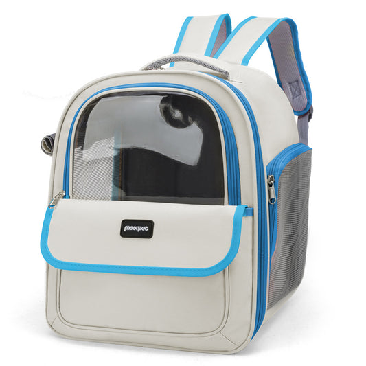 Blue Pet Carrier Backpack - Space Capsule Design for Cats & Small Dogs