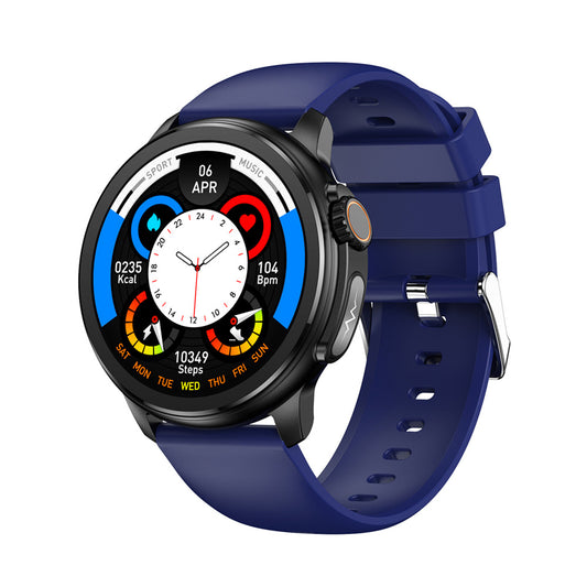 Blue Round 1.3 Touch Screen Smartwatch with Heart Rate & Fitness Tracking"