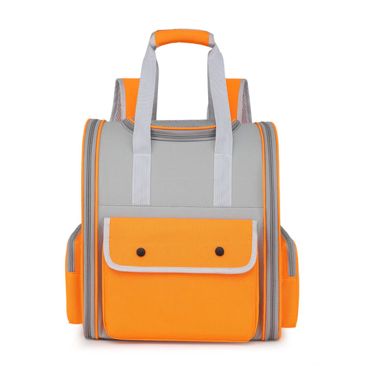 Orange Portable Pet Carrier Backpack - Spacious, Breathable, and Travel-Friendly for Cats and Small Dogs
